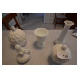 5 pcs white milk glass