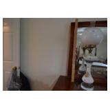 Gone with the wind pink milk glass lamp