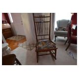 Oak sewing rocker with tapestry seat