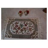 Heavy gold sconces with rug