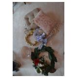 Ceiling globe, wreath, pillows