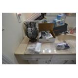 Light bulbs, plastic basket, sweater, shaver,