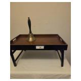TV tray, brass dinner bell
