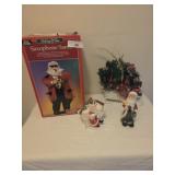 Saxophone Santa, sled, napkin holder, figurine