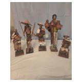 5 pcs paper mache folk art figures