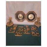 Syroco decorative plaques, sconces, 2 metal
