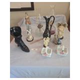 Misc figurines, kerosene lamps