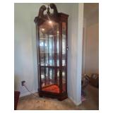 Cherry lighted glass shelf curio cabinet, Howard