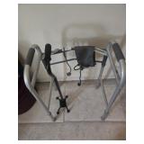 Walker, cane, blood pressure cuff, stethoscope