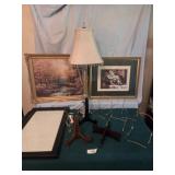 Lamp, 2 pictures, plate stands