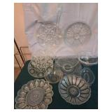 Glass egg dish, assortment glass serving plates