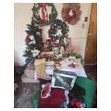 Christmas tree ornaments, wreaths, tree skirt,