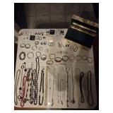 Jewelry box, rings, earrings, necklaces,