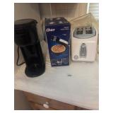 Toaster, waffle maker, single cup coffee maker