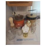 Crackpot, ice bucket, mixers, canisters