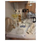 Glass carafe, 1940s root-a-boo glasses, coffee