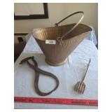 Coal bucket, tongs, ice tongs