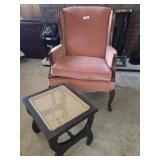 Peach velvet chair, piano stool