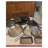 Misc skillets, muffin tins, loaf pans