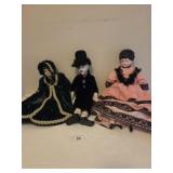 3 porcelain dolls, Charlie Chaplin