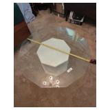 Glass top table 3 ft, chipped on end