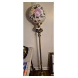 Vintage floor lamp with rose floral shade - 60 in