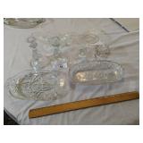 Misc clear glassware- candle stands