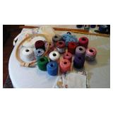 Group crochet thread and hoop