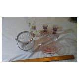 Button and cane ice bucket - pair candle holders