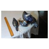 Brass and ceramic ducks