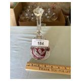 8' etched cranberry bird design 'Call To Dine'