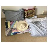 Misc Bedding & Sun Hat Lot
