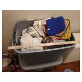 Tote of Kitchen Towels & Pot Holder