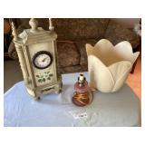 Battery operated clock, small lamp, & plastic
