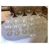 4 stemmed champagne glasses & 12 stemmed wine