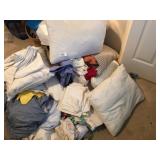 Miscellaneous pillows blankets and sheets lot