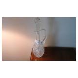 Lead crystal decanter etched 15 in tall