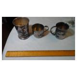 3 silver plated cups