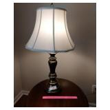 Traditional Brass-Finish Table Lamp with Fabric
