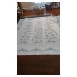 Cross stitched bed spread - 75 in x 89 in