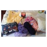 Group yarn, old aprons, pillows