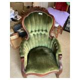 Green pleated rosebud parlor chair