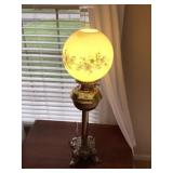 Floral globe brass table lamp 33' tall