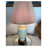 Gold rimmed Ceramic horse finial table lamp 30'