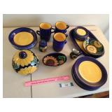 Sunflower Pattern Ceramic Dish and Mug Set