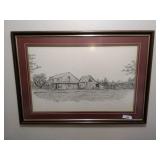 Framed Pen and Ink Print Jackie L. Larkins 26' x