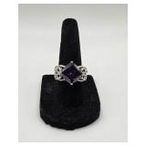 Sterling 925 Ring w Purple Stone- 9.1 Grams