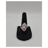 Sterling 925 Ring w Pink Center Stone- 5.6 Grams