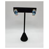 Sterling 925 Earrings w Blue Stones- 8.9 Grams