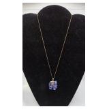 14 KT Gold Chain & 14 KT Gold Lapis Lazuli Carved